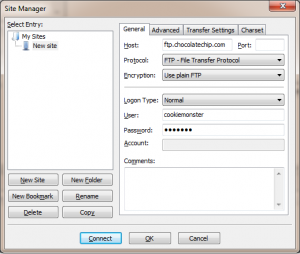 filezilla site manager